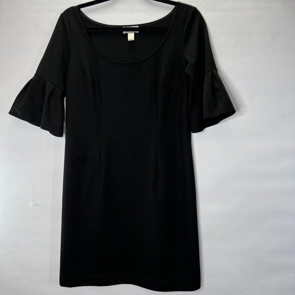 LOFT Dresses & Skirts - 𝅺LOFT Midi Dress Black Flare Sleeve 6